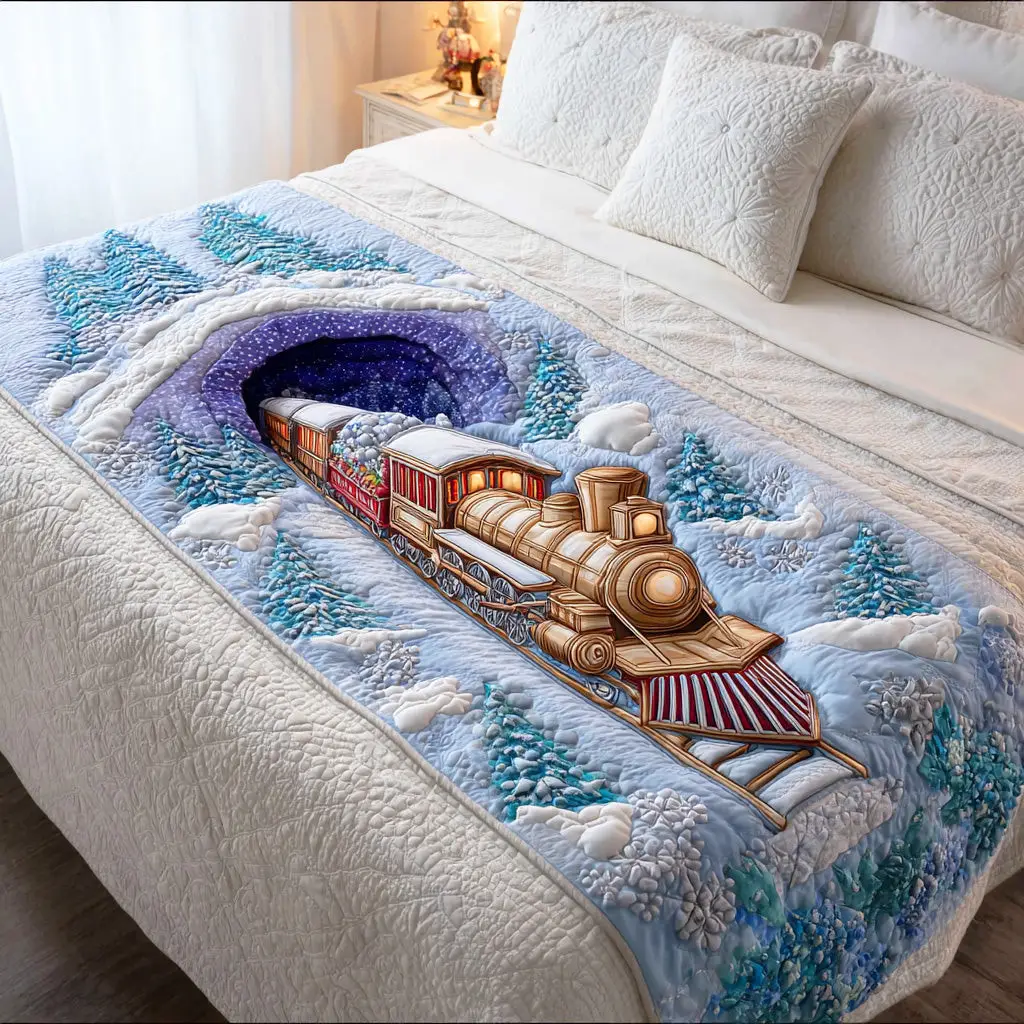 Snowflake Journey Quilted Bed Runner Snowflake Journey Winter Gift for Mom