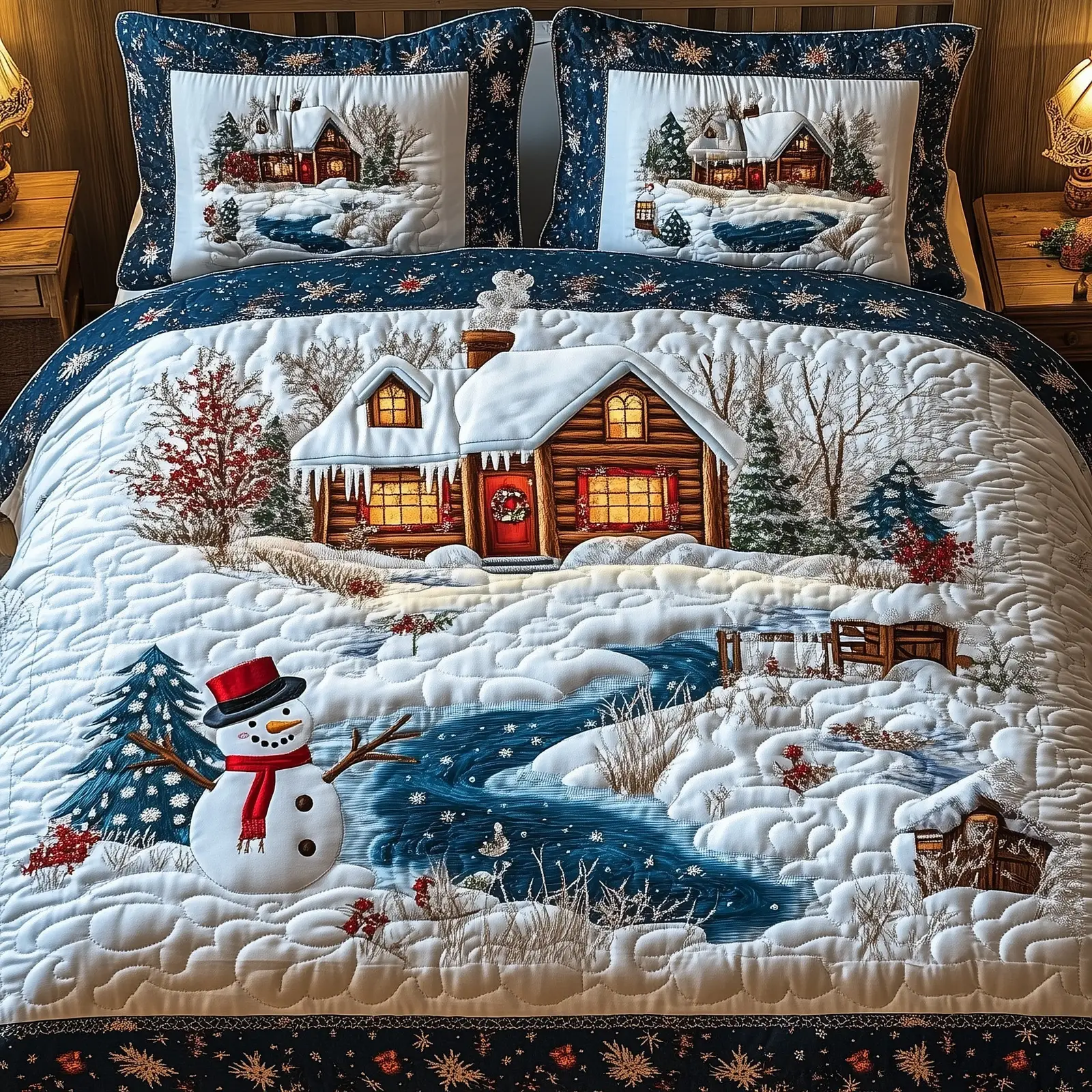 Snowy Farm Quilted Bedding Set Duvet Cover Snowman Christmas Holiday Gift Ideas Snowy Farm Quilted Bedding Set Duvet Cover Snowman Christmas Holiday Gift Ideas - Image 1