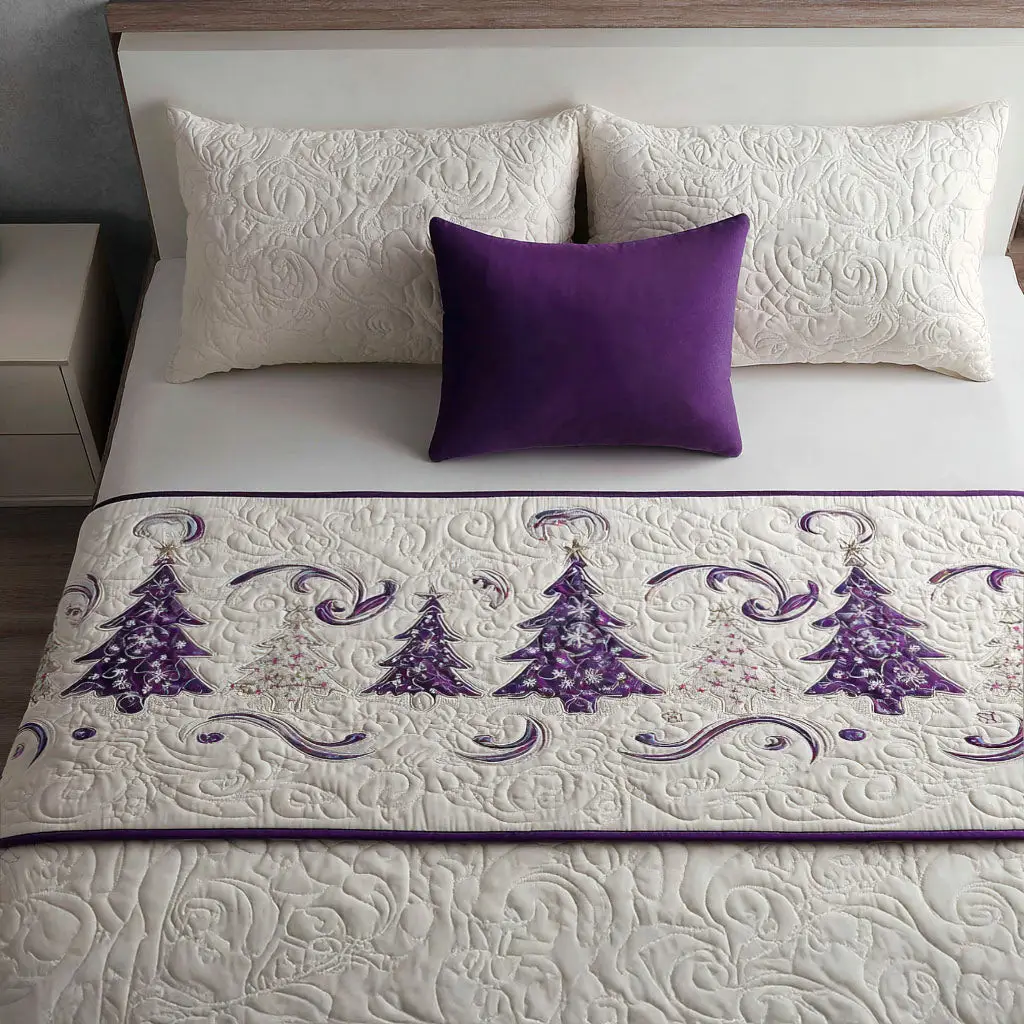 Snowy Whispers Quilted Bed Runner Soft Winter Feel Gift for Daughter