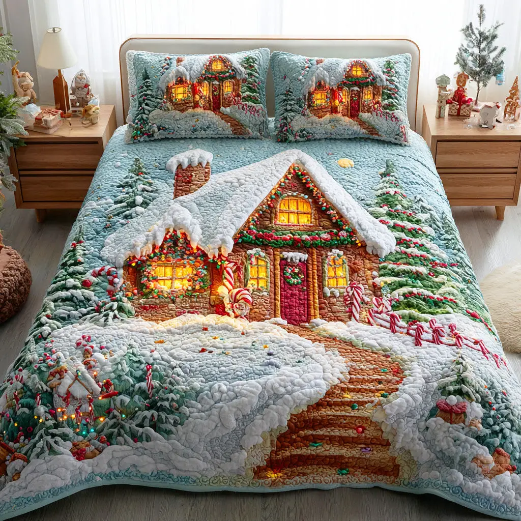Snowy Whispers Quilted Bedding Set Perfect Bedding Gift Set for Family and Friends Snowy Whispers Quilted Bedding Set Perfect Bedding Gift Set for Family and Friends - Image 1