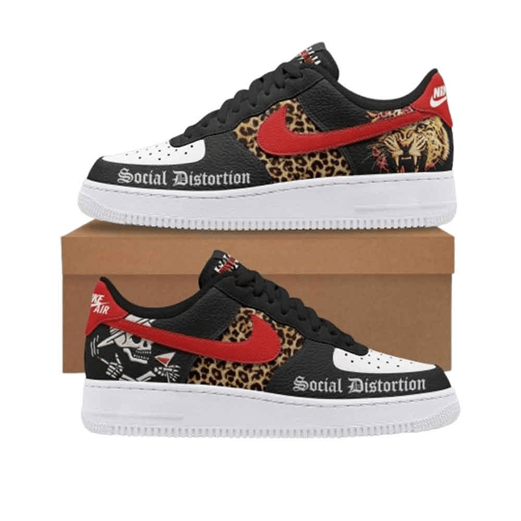 Social Distortion Band Leopard Tiger Punk Rock Sneakers Shoes Social Distortion Merch