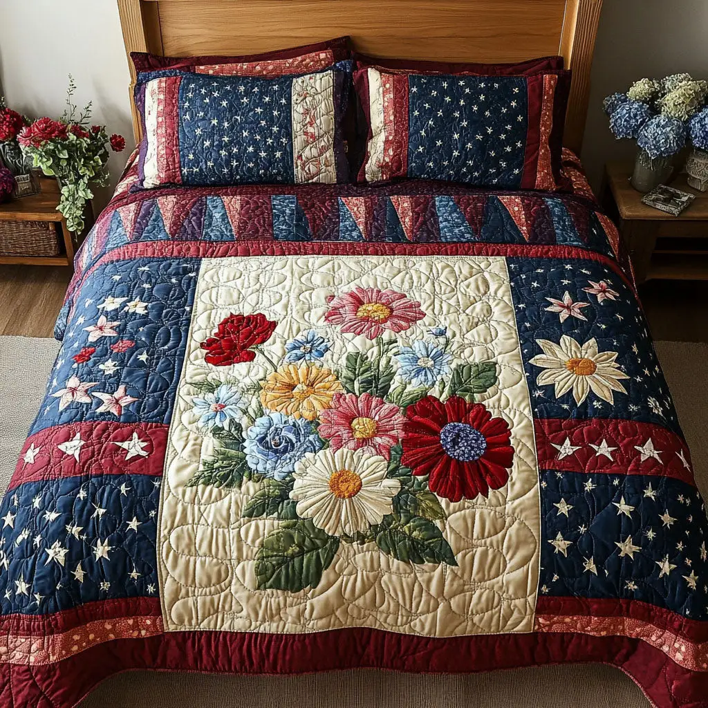 Soft Petal Quilted Bedding Set Duvet Covers 4Th Of July Neighbor Gifts Soft Petal Quilted Bedding Set Duvet Covers 4Th Of July Neighbor Gifts - Image 1