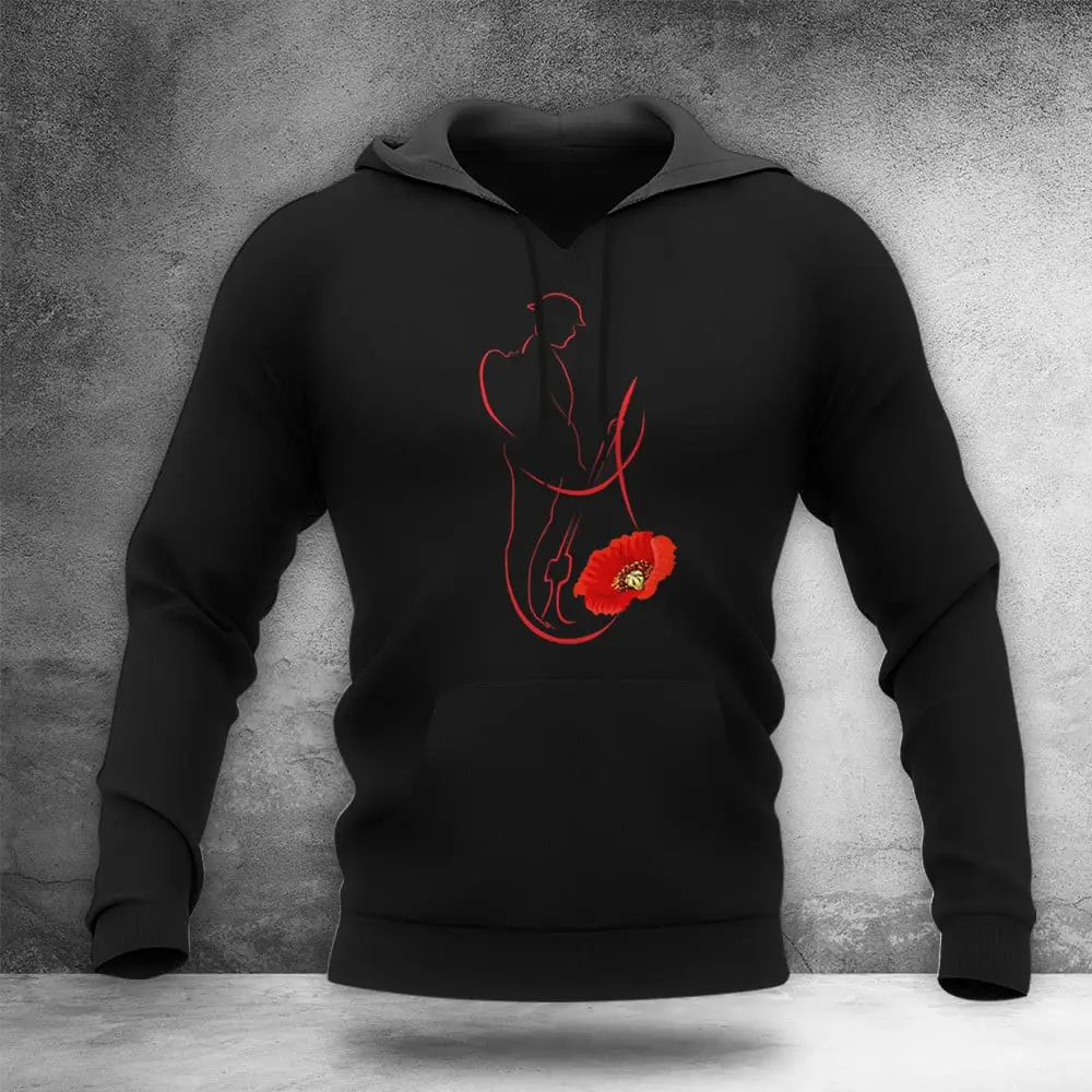 Soldier Red Poppy Hoodie Military Memorial Veterans Day Merch Gifts For Him