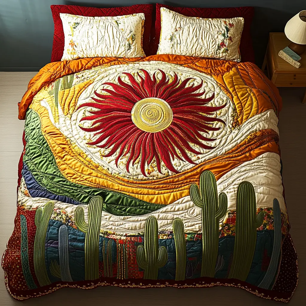 Sonoran Charm Quilted Bedding Set Bedroom Decor Cactus For Birthday Gift Sonoran Charm Quilted Bedding Set Bedroom Decor Cactus For Birthday Gift - Image 1