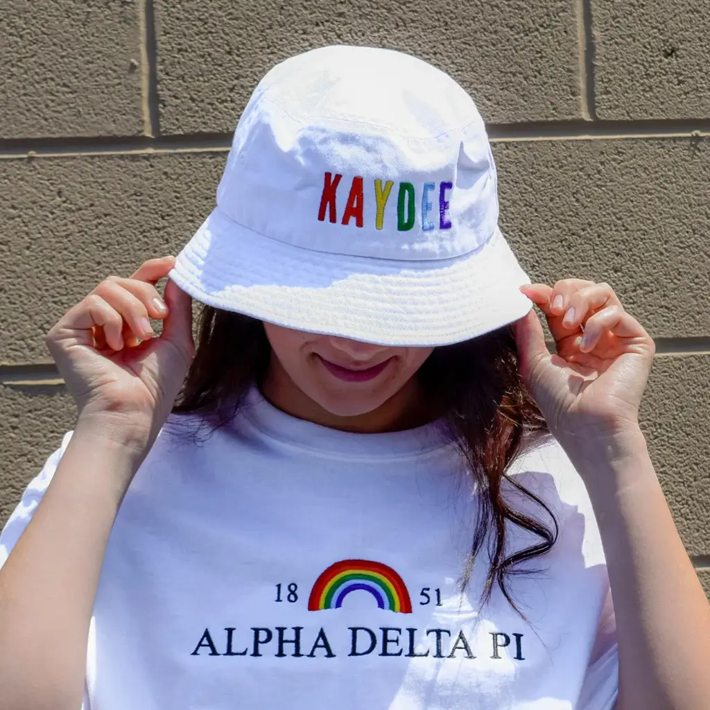 Sorority Merch Rainbow Lettered Sorority Bucket Hat Christmas Ideas For Girlfriend - Wear&Decor