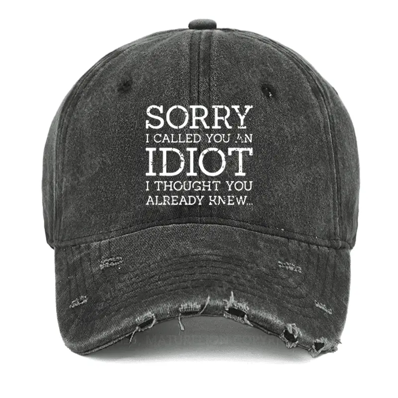 Sorry I Called You An Idiot I Thought You Already Knew Washed Vintage Cap Sarcastic T-Shirt for