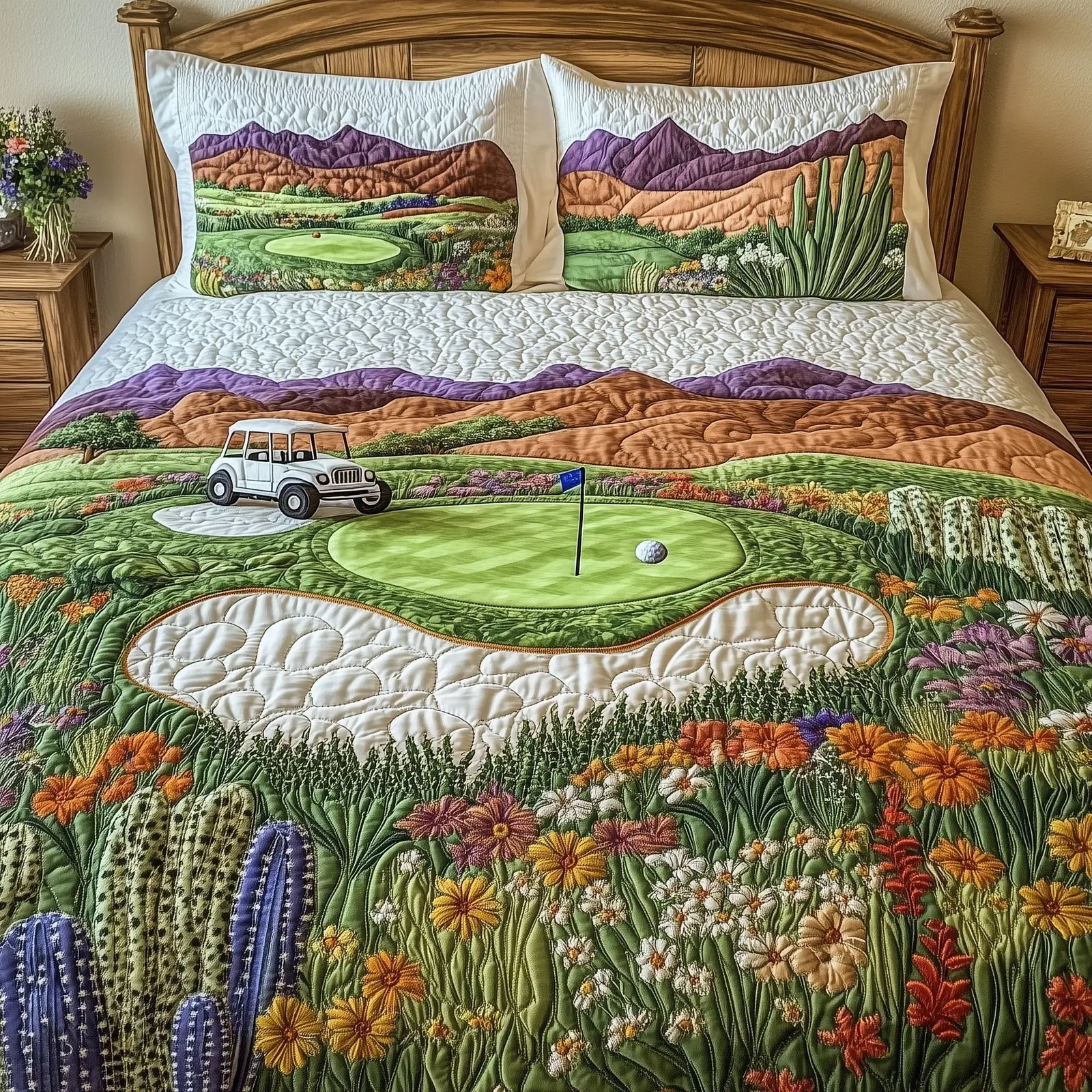 Southwest Golf Dreams Quilted Bedding Set Bohemian Vibe