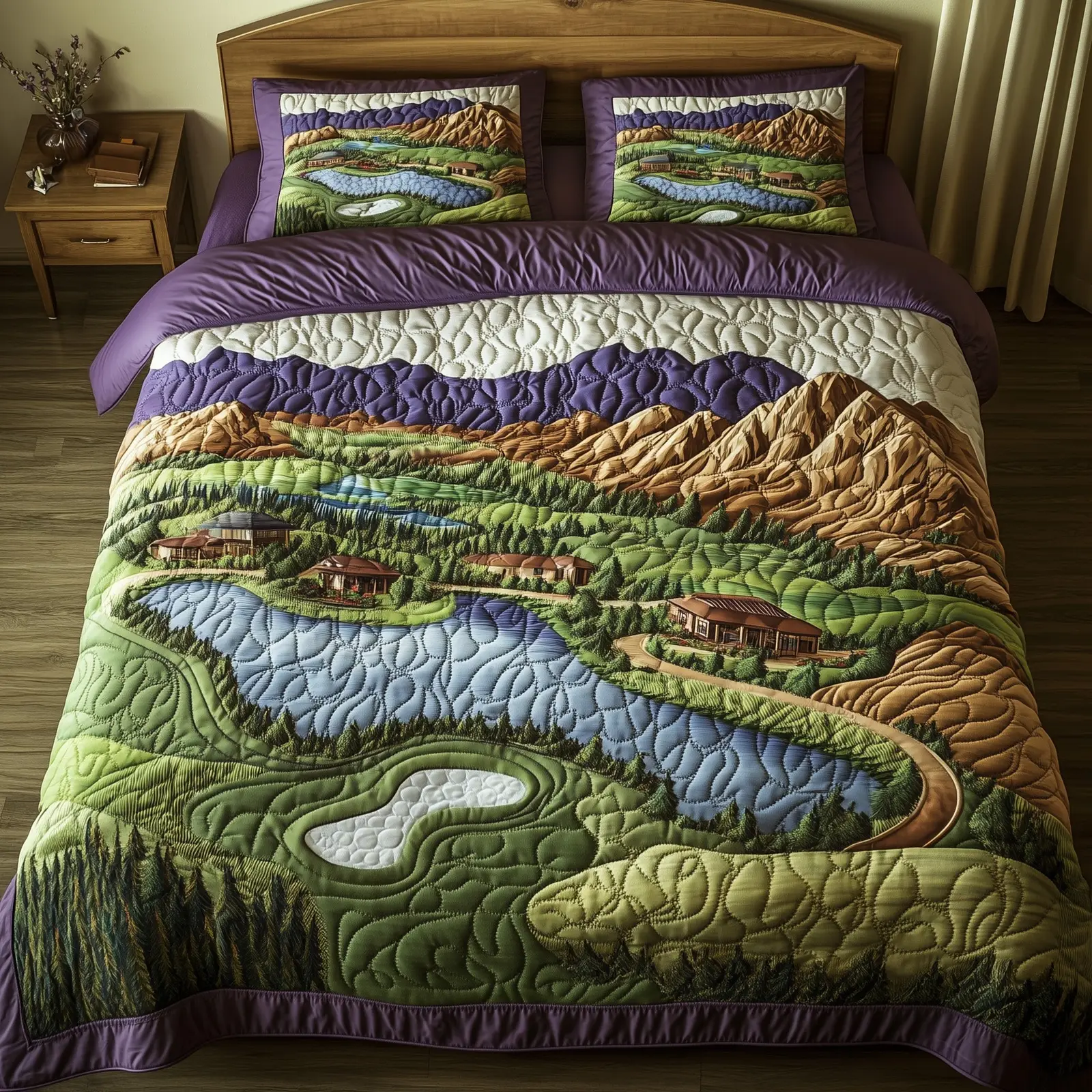 Southwest Golf Dreams Quilted Bedding Set Breathable