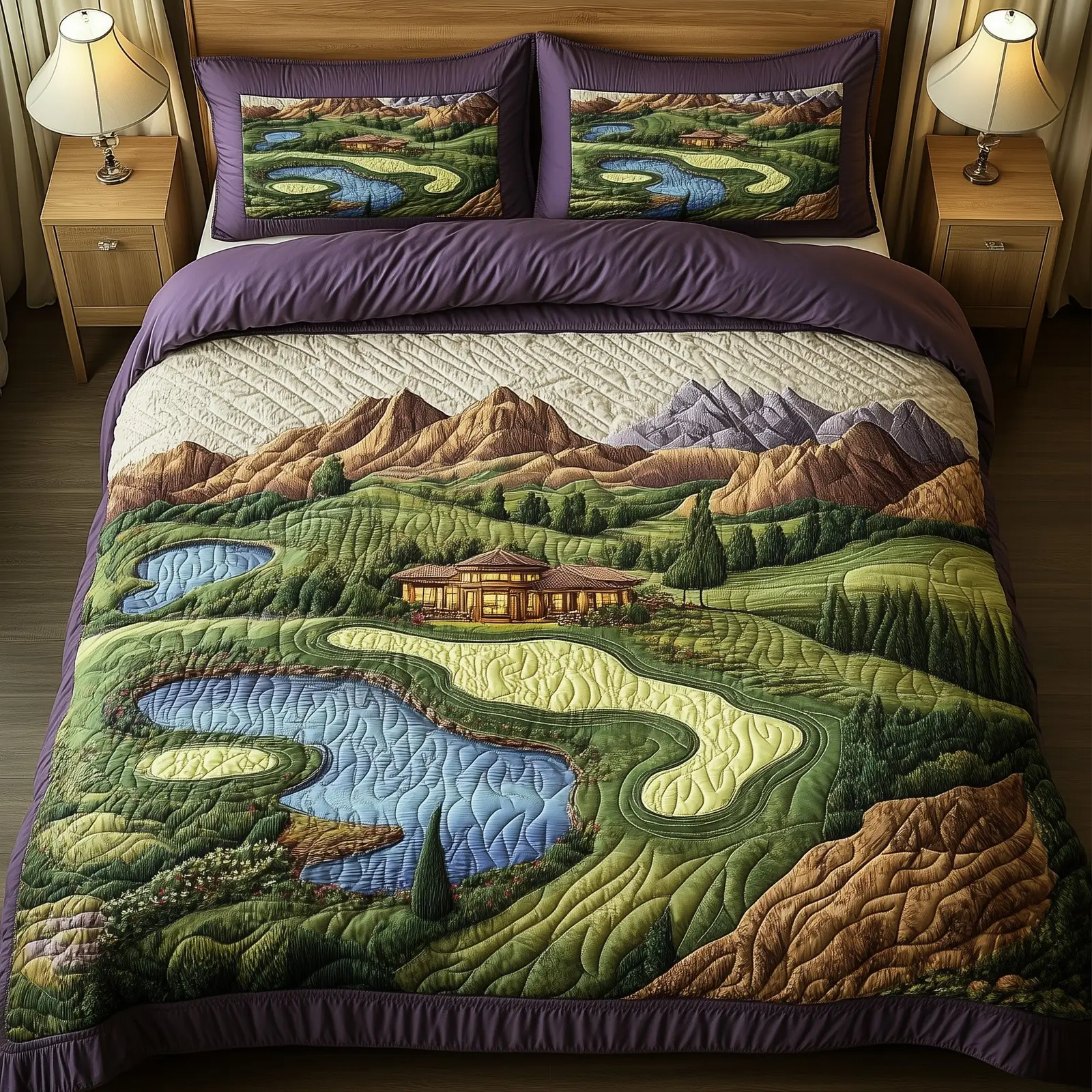 Southwest Golf Dreams Quilted Bedding Set Cotton Sateen