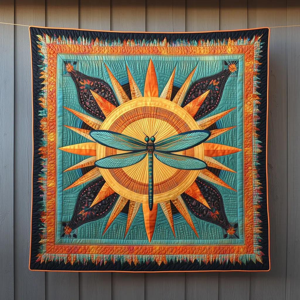 Southwestern Sunburst Dragonfly Quilt Soft Quilt Blanket Gift to Warm Hearts Southwestern Sunburst Dragonfly Quilt Soft Quilt Blanket Gift to Warm Hearts - Image 1