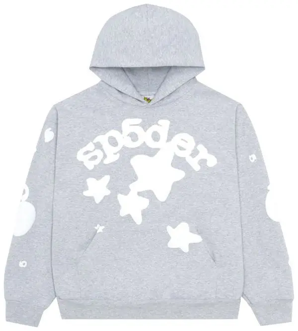 Sp5der Beluga Hoodie Grey Stars 555 Spider Web Hoodie Apparel Merch Clothing Gifts