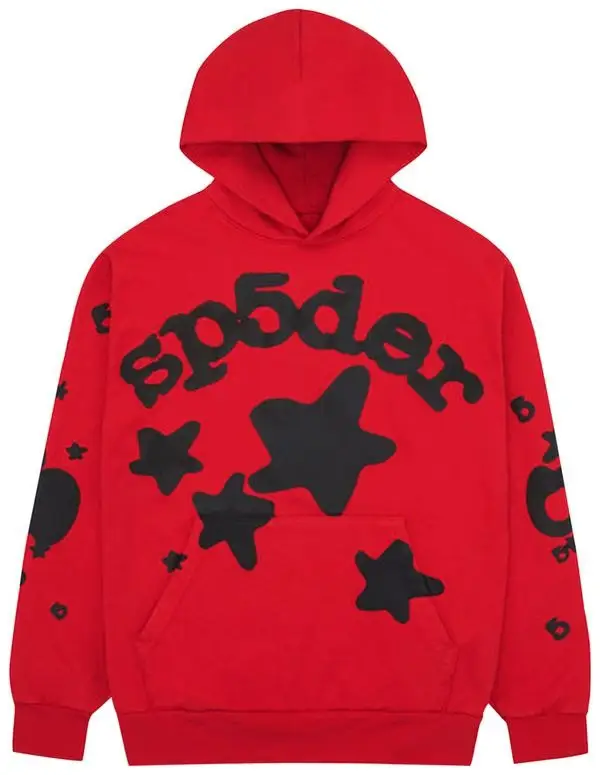 Sp5der Beluga Hoodie Red Black Stars 555 Spider Web Hoodie Apparel Merch Clothing Sp5der Beluga Hoodie Red Black Stars 555 Spider Web Hoodie Apparel Merch Clothing - Image 1