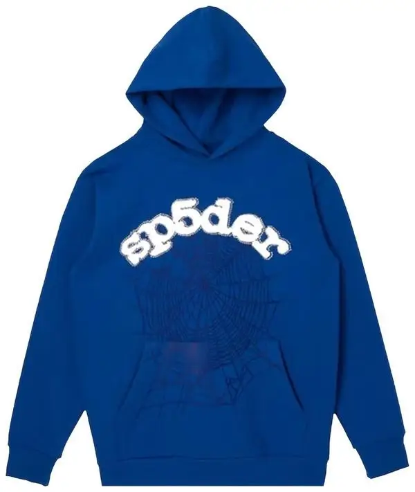 Sp5der Hoodie Blue 555 Spider Clothing Merchandise Spider Web Hoodie Gifts For Bro