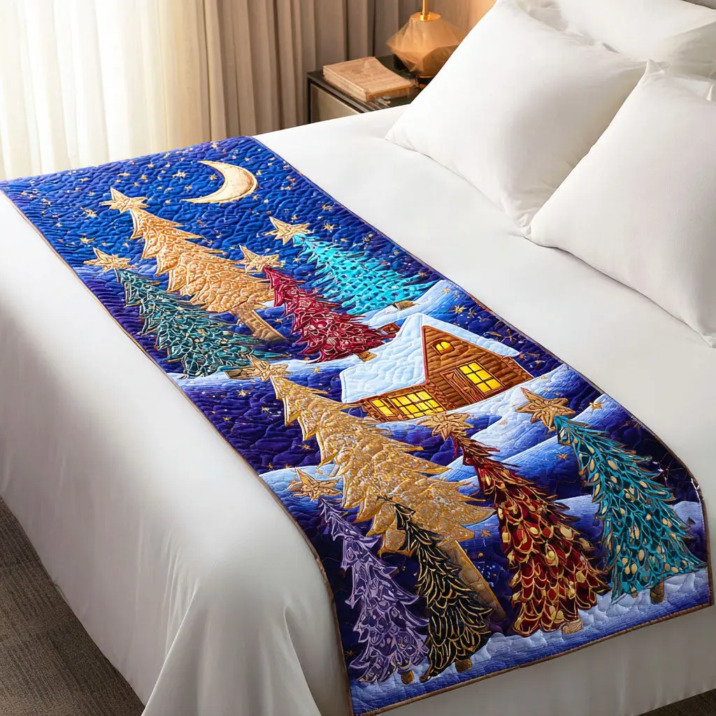 Sparkling Tree Quilted Bed Runner Sparkling Christmas Tree Holiday Gift