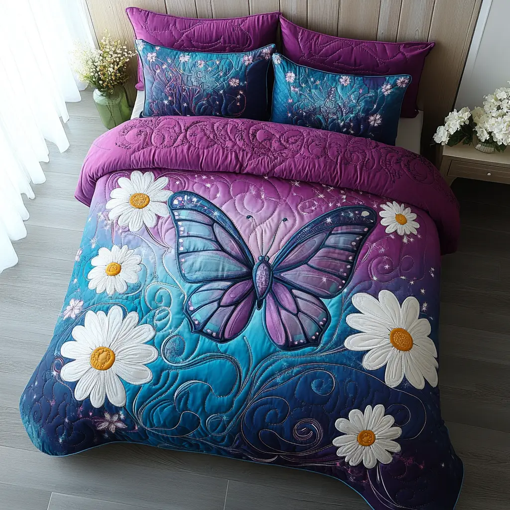 Sparkling Wings Quilted Bedding Set Bedroom Decor Ideas Butterfly Presents
