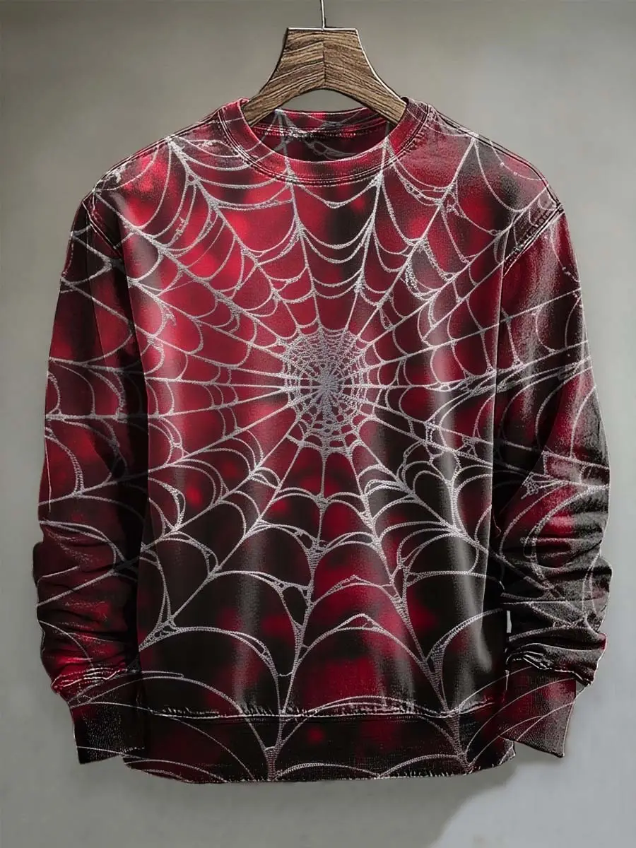 Spider Web Print Halloween Sweatshirt Abstract Clothing Gifts For Spider Lovers