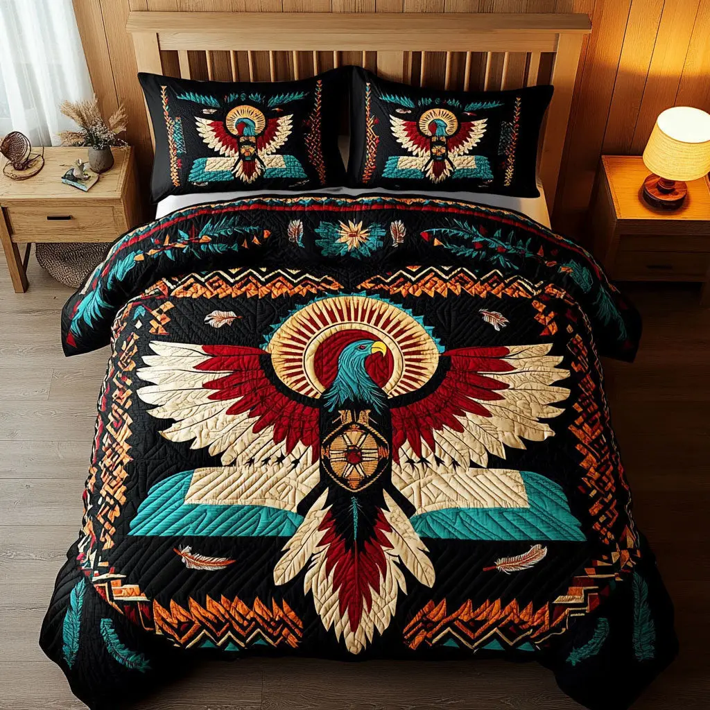 Spirit Of The Thunderbird Quilted Bedding Set Duvet Cover Bedspread  Bedroom Decor Gifts For Ladies