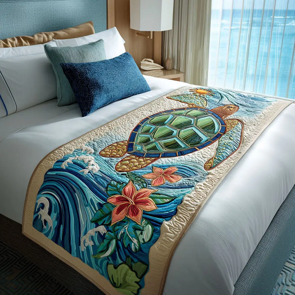Spirit Wanderer Quilted Bed Runner Calm Artistic Look Gift for Friends