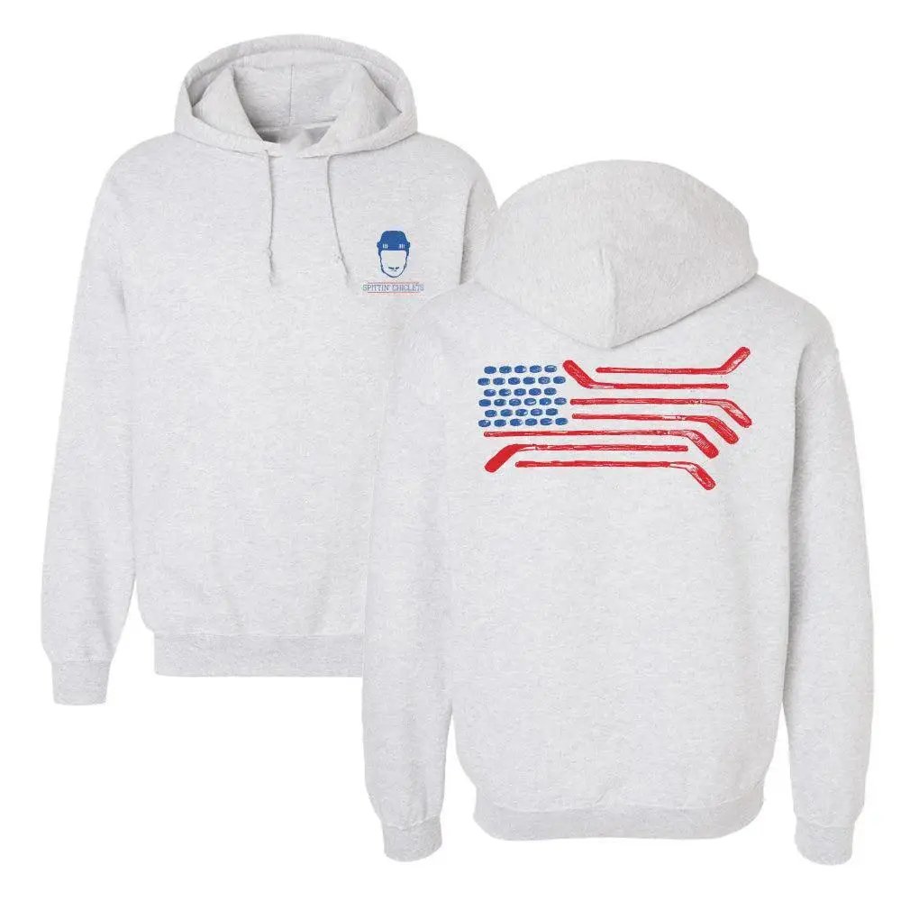Spittin Chiclets Flag USA Hockey Hoodie Hockey Club Spittin Chiclets Apparel Cool Gift For Fan