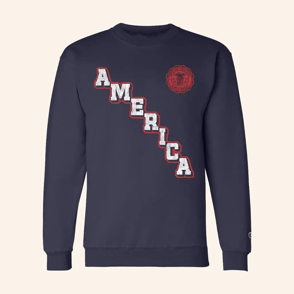 Spittin Chiclets Merch America Varsity Sweatshirt Hockey Podcast Fan Clothing Gifts