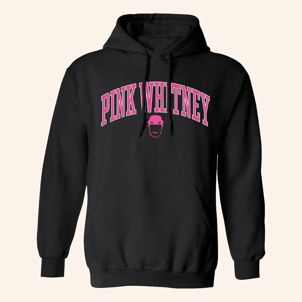 Spittin Chiclets Merch Pink Whitney Helmet Logo Hoodie Unique Gifts For Hockey Fans Spittin Chiclets Merch Pink Whitney Helmet Logo Hoodie Unique Gifts For Hockey Fans - Image 1