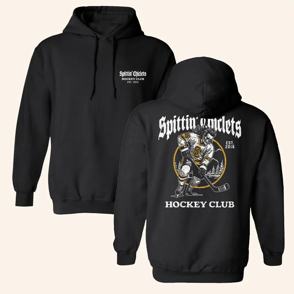 Spittin Chiclets Merch Spittin Chiclets Hockey Club Skullet Hoodie Gifts For Hockey Lovers