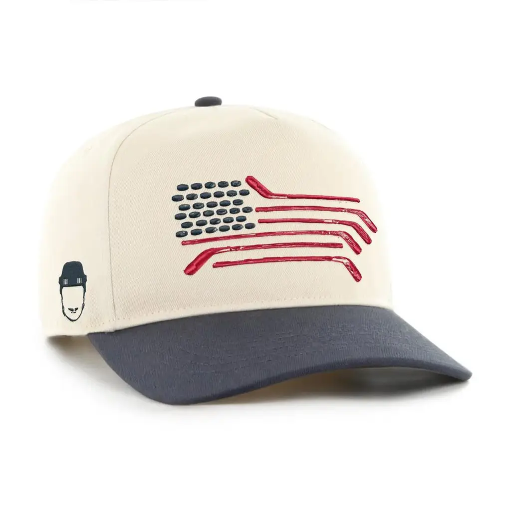 Spittin Chiclets Merch Spittin Chiclets Hockey Flag Embroidered Hat Unique Ice Hockey Gifts