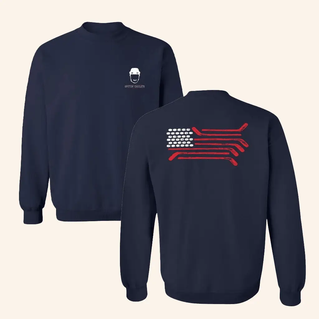 Spittin Chiclets Merch Spittin Chiclets Hockey Flag Sweatshirt Ice Hockey Presents