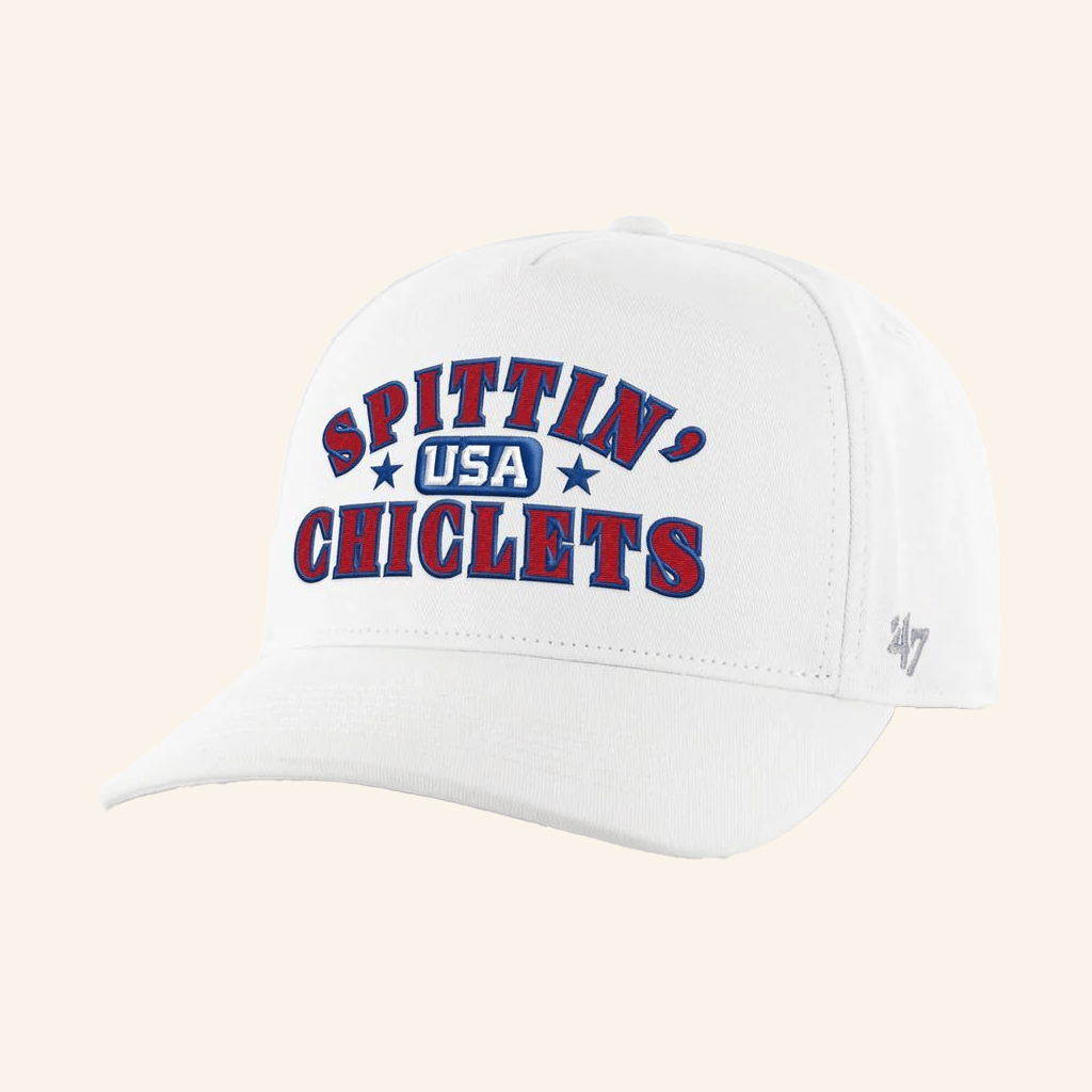 Spittin Chiclets Merch Spittin Chiclets USA Star Hat White Best Gifts For Hockey Fans