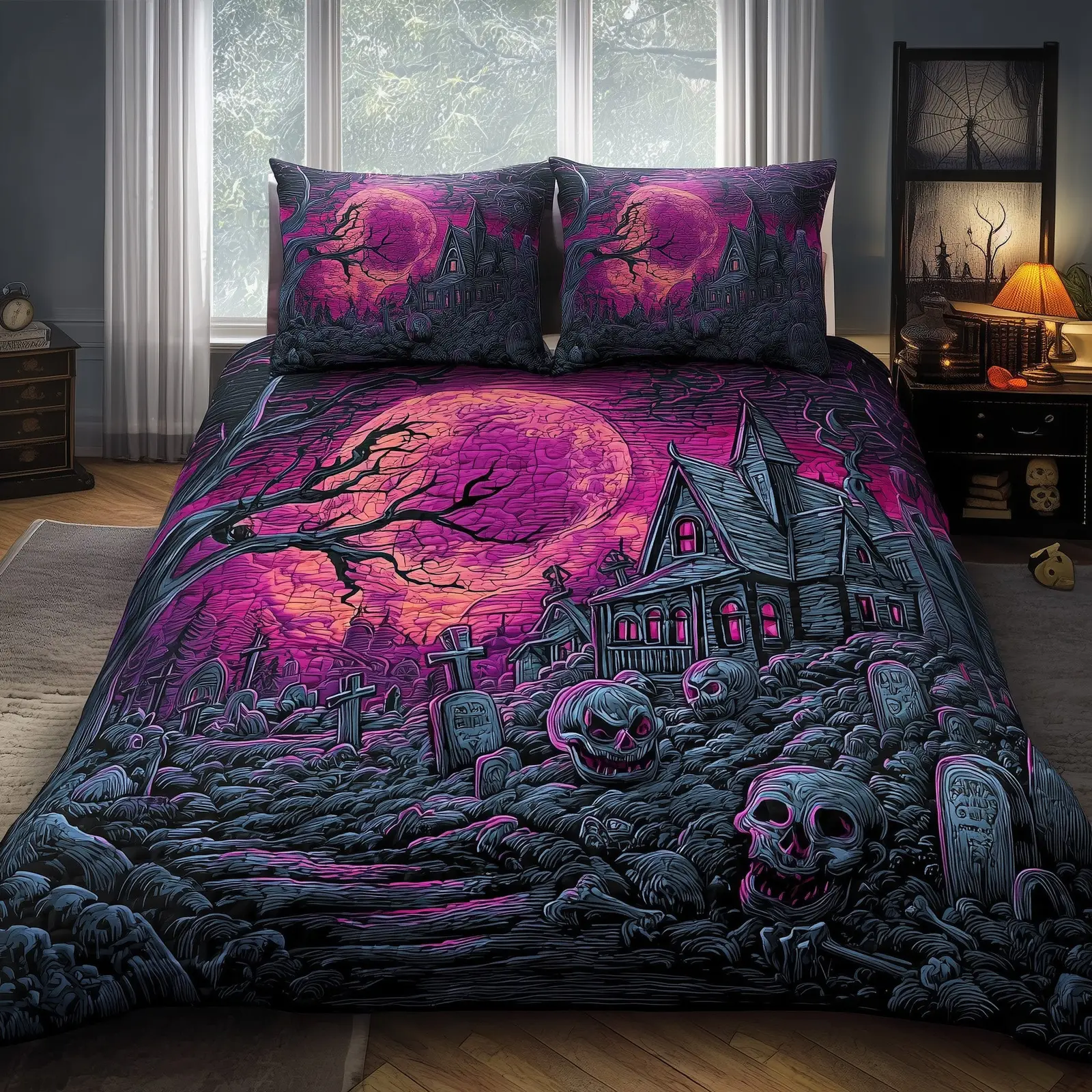 Spooky Halloween Quilted Bedding Set New Home Gift