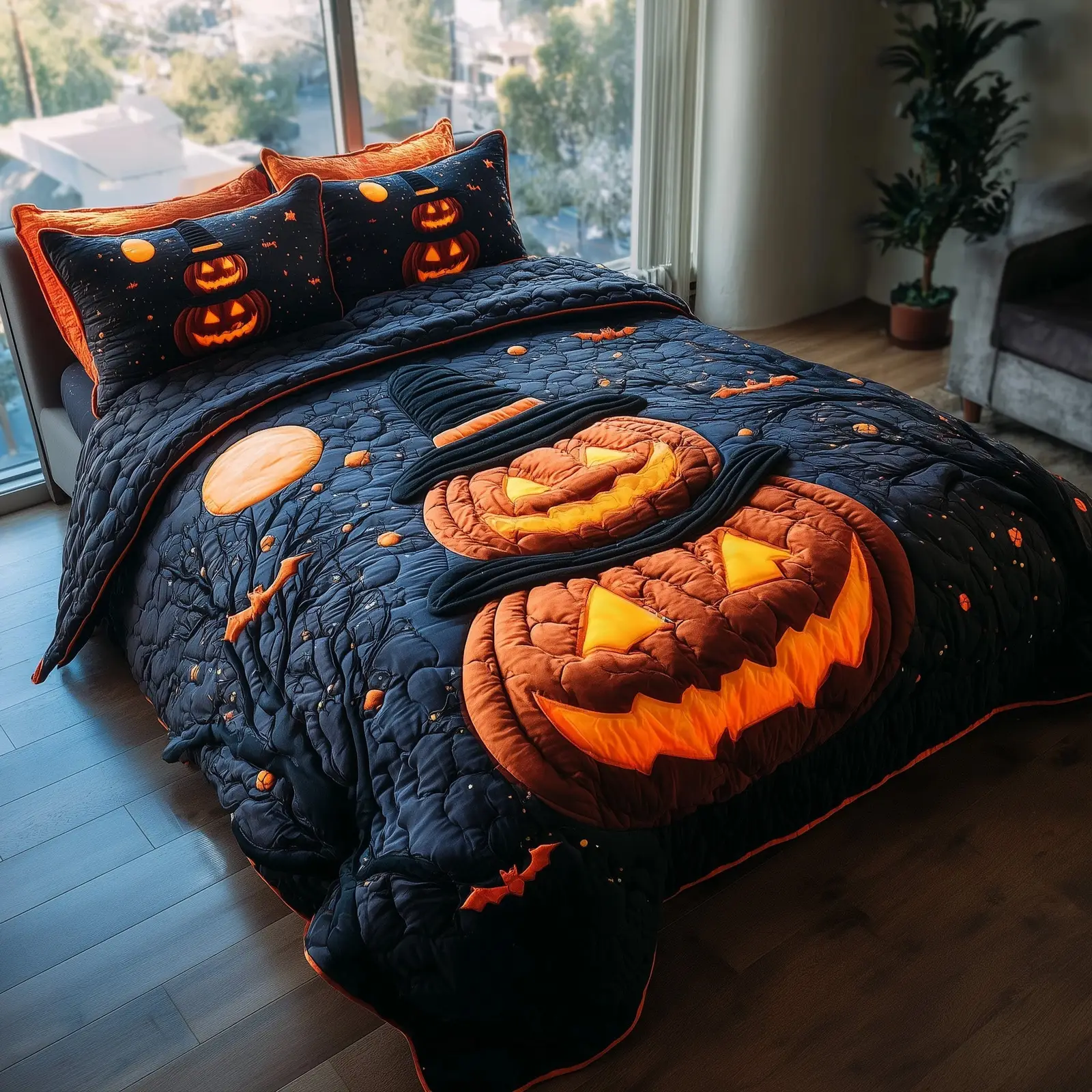 Spooky Nights Quilted Bedding Set For Family