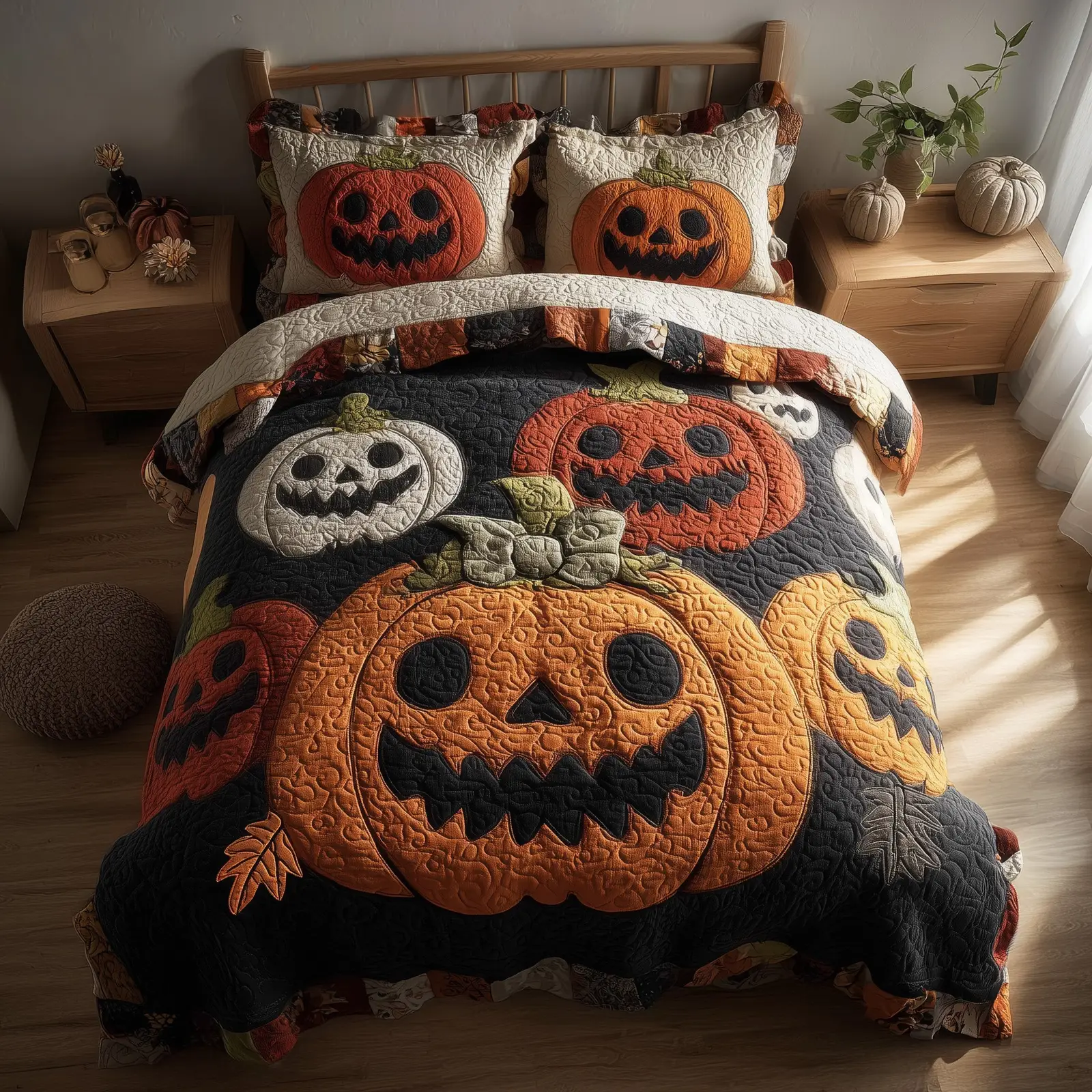 Spooky Pumpkin Quilted Bedding Set Refresh Your Room Spooky Pumpkin Quilted Bedding Set Refresh Your Room - Image 1