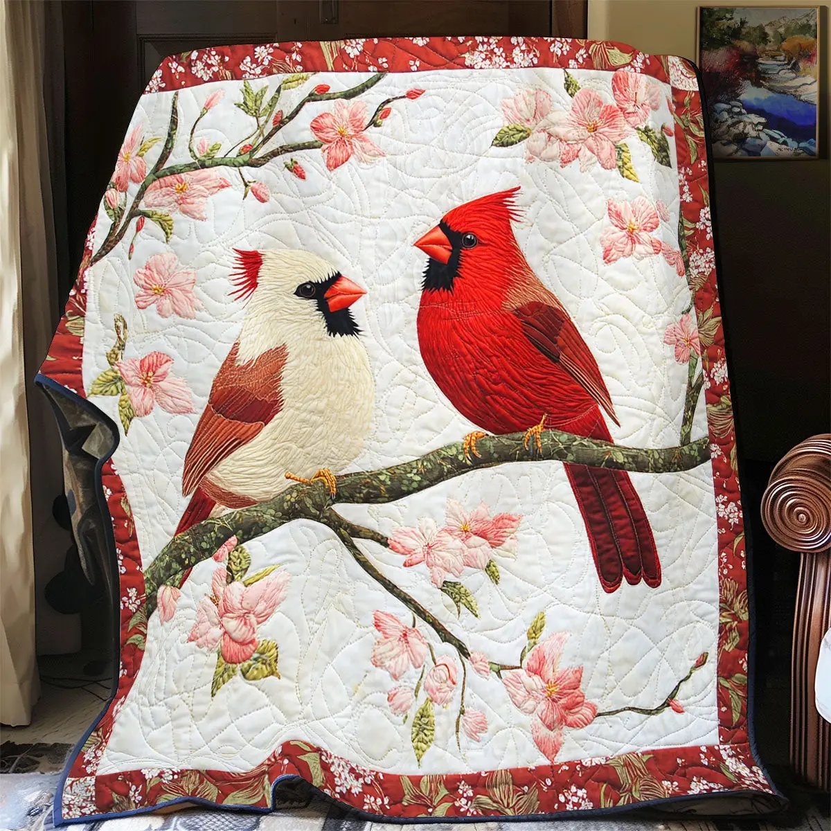 Spring Cardinal Quilted Blankets Dad Gifts For Father's Day 2025
