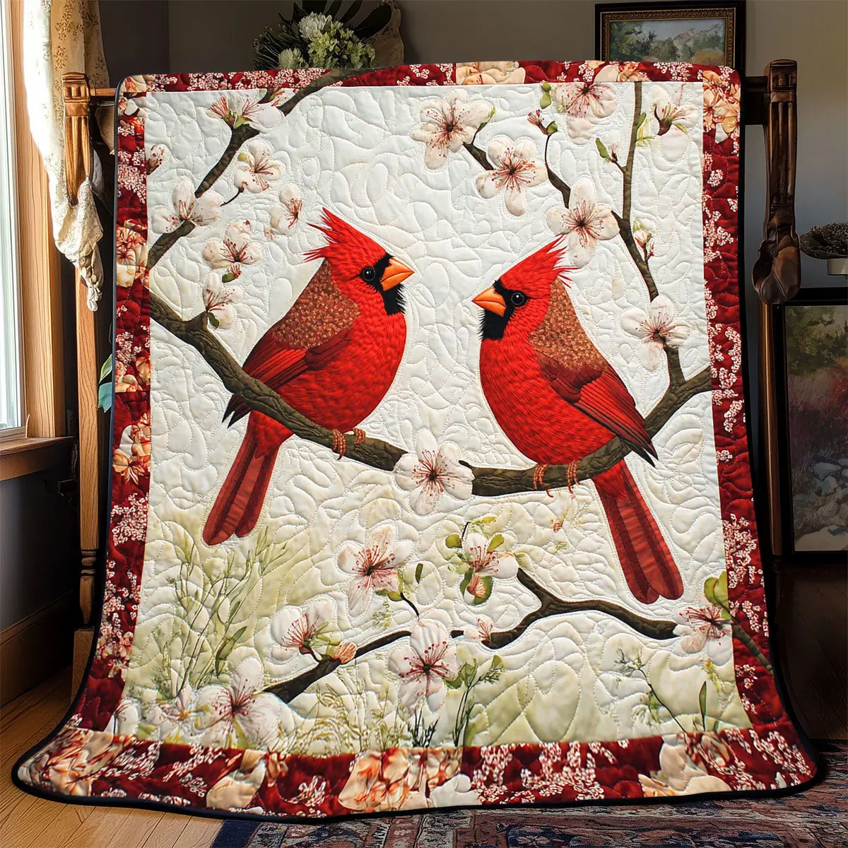 Spring Cardinal Quilted Blankets Gift For Daughter In Law On Mother'S Day