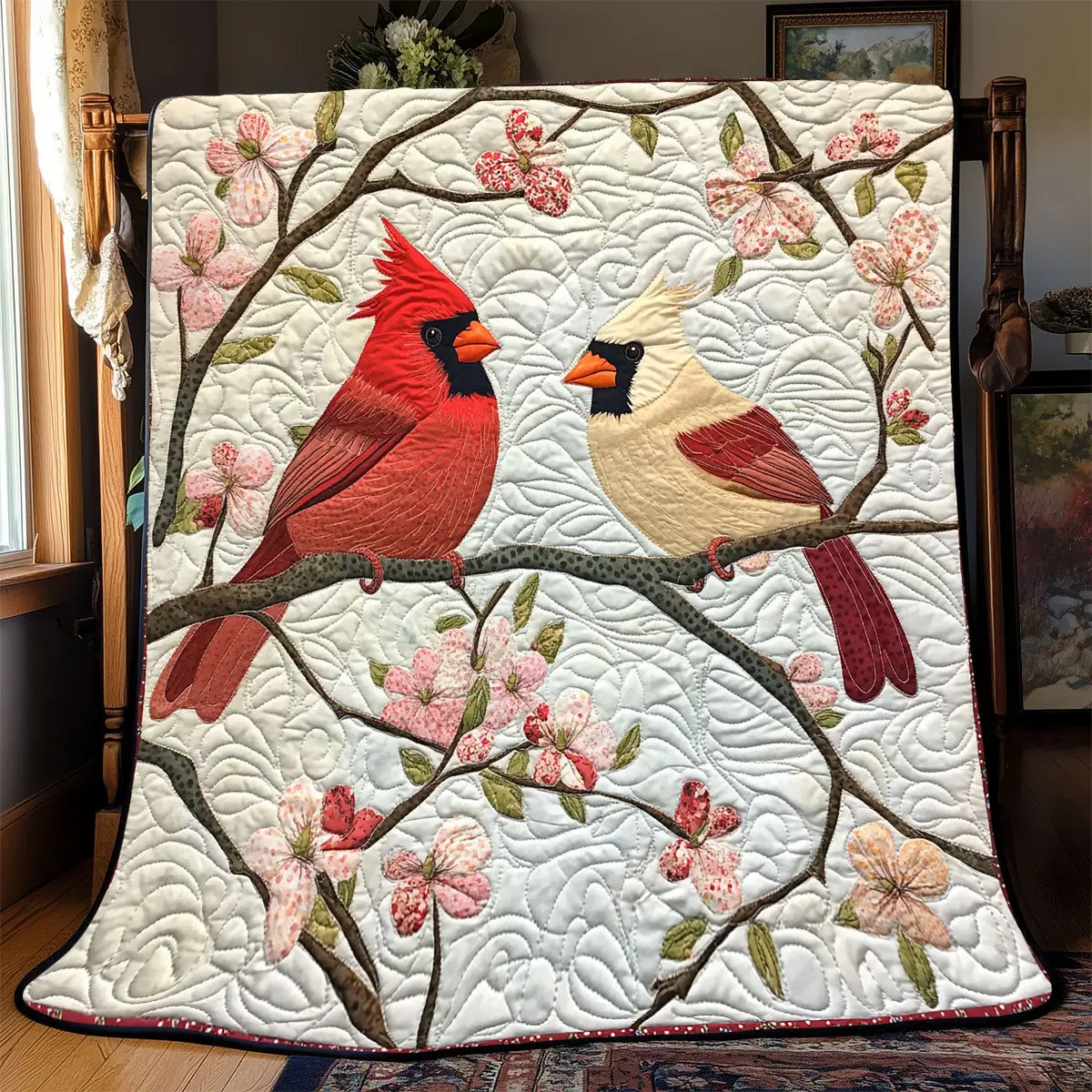 Spring Cardinal Quilted Throw Blankets Gifts For Dad Who Wants Nothing