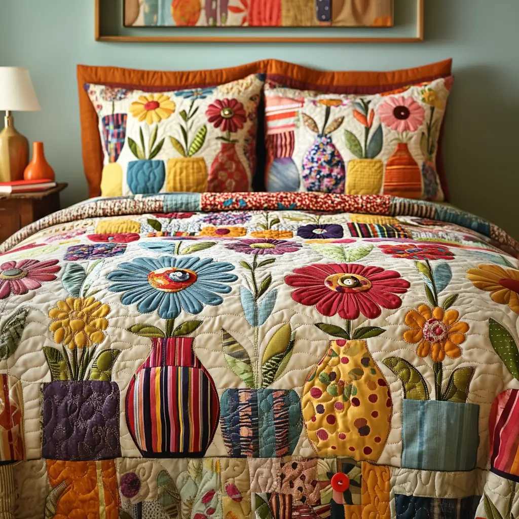 Spring Delights Quilted Bedding Set Luxury Bed Sheet Gift Set for Ultimate Comfort