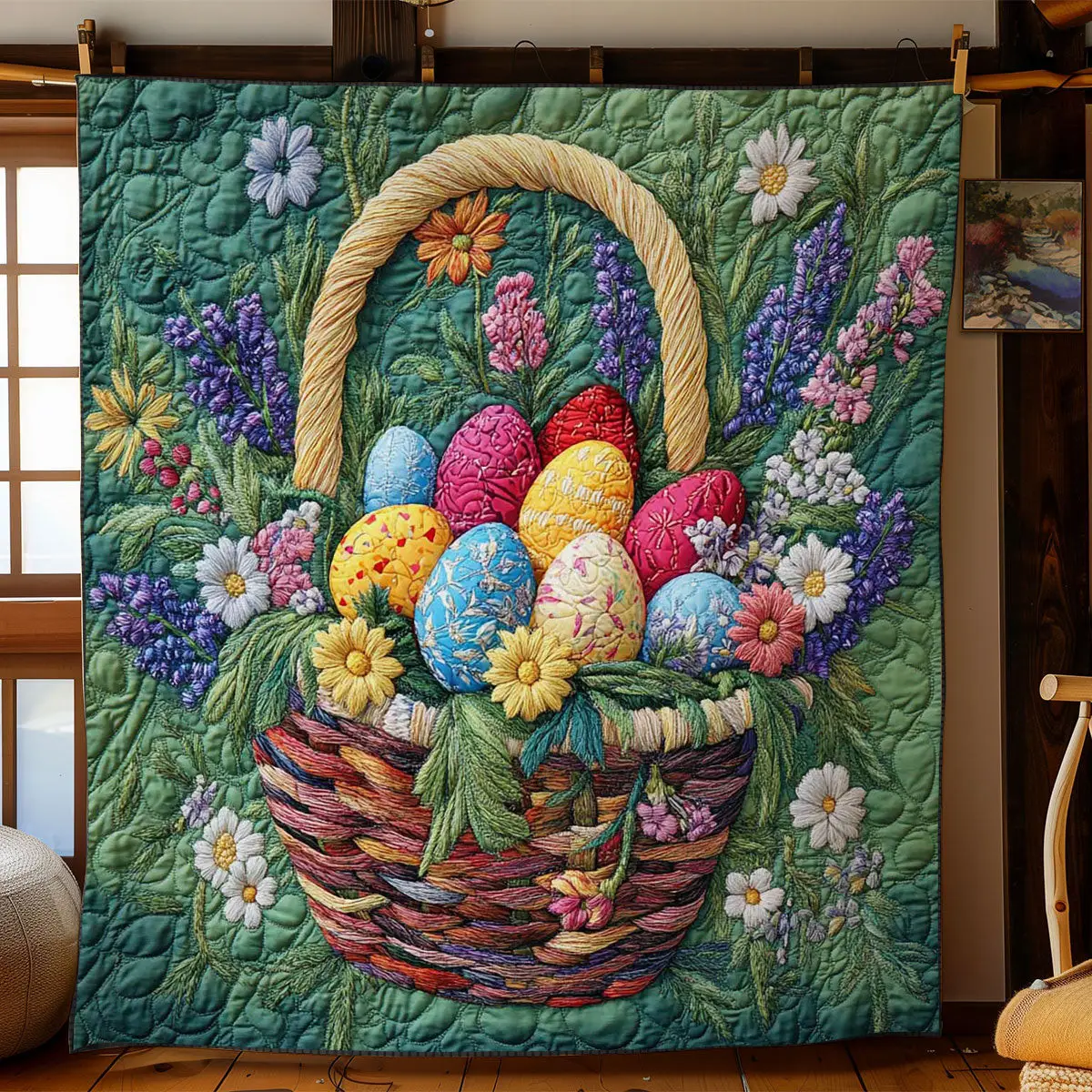 Spring Easter Charm Quilted Blanket Sofa Decorations Flower Gifts For Women