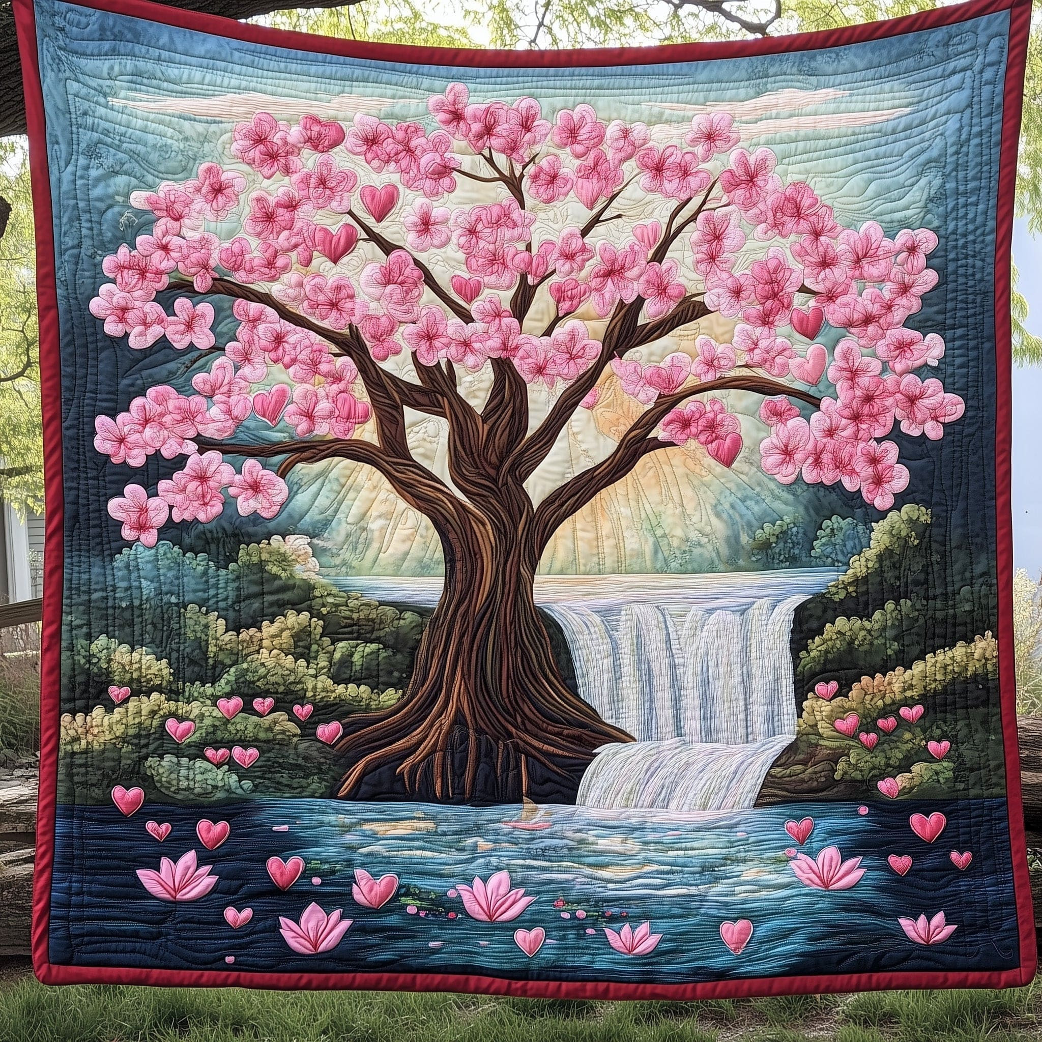 Spring Embrace Quilted Blanket Minimalist Home Decor Valentine Gift Ideas For Him