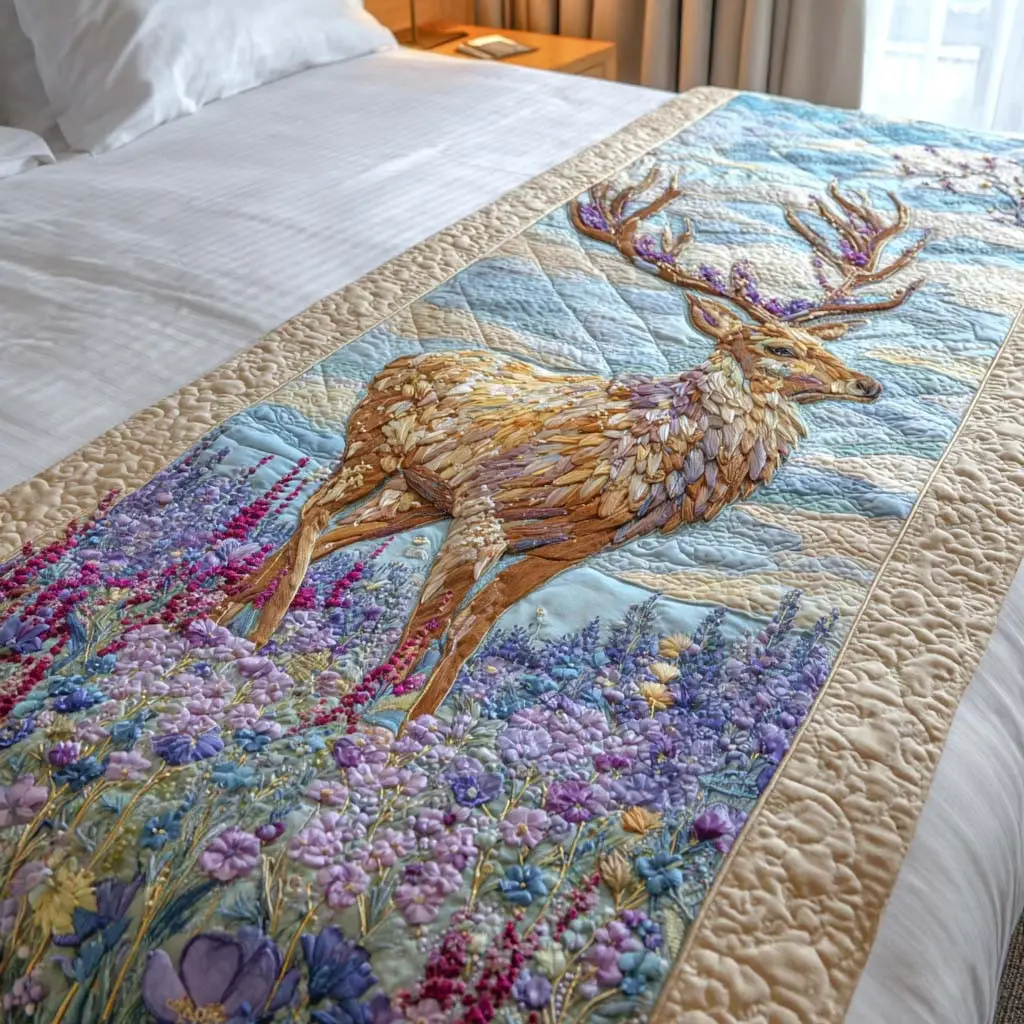 Spring Majesty Quilted Bed Runner Spring Majesty Bloom Floral Gift for Wife