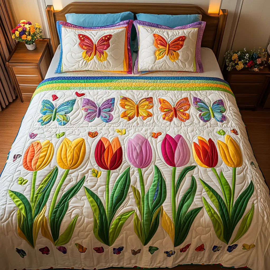 Spring Radiance Quilted Bedding Set Christmas Bedding Sets Butterfly Gift Ideas For Lovers Spring Radiance Quilted Bedding Set Christmas Bedding Sets Butterfly Gift Ideas For Lovers - Image 1