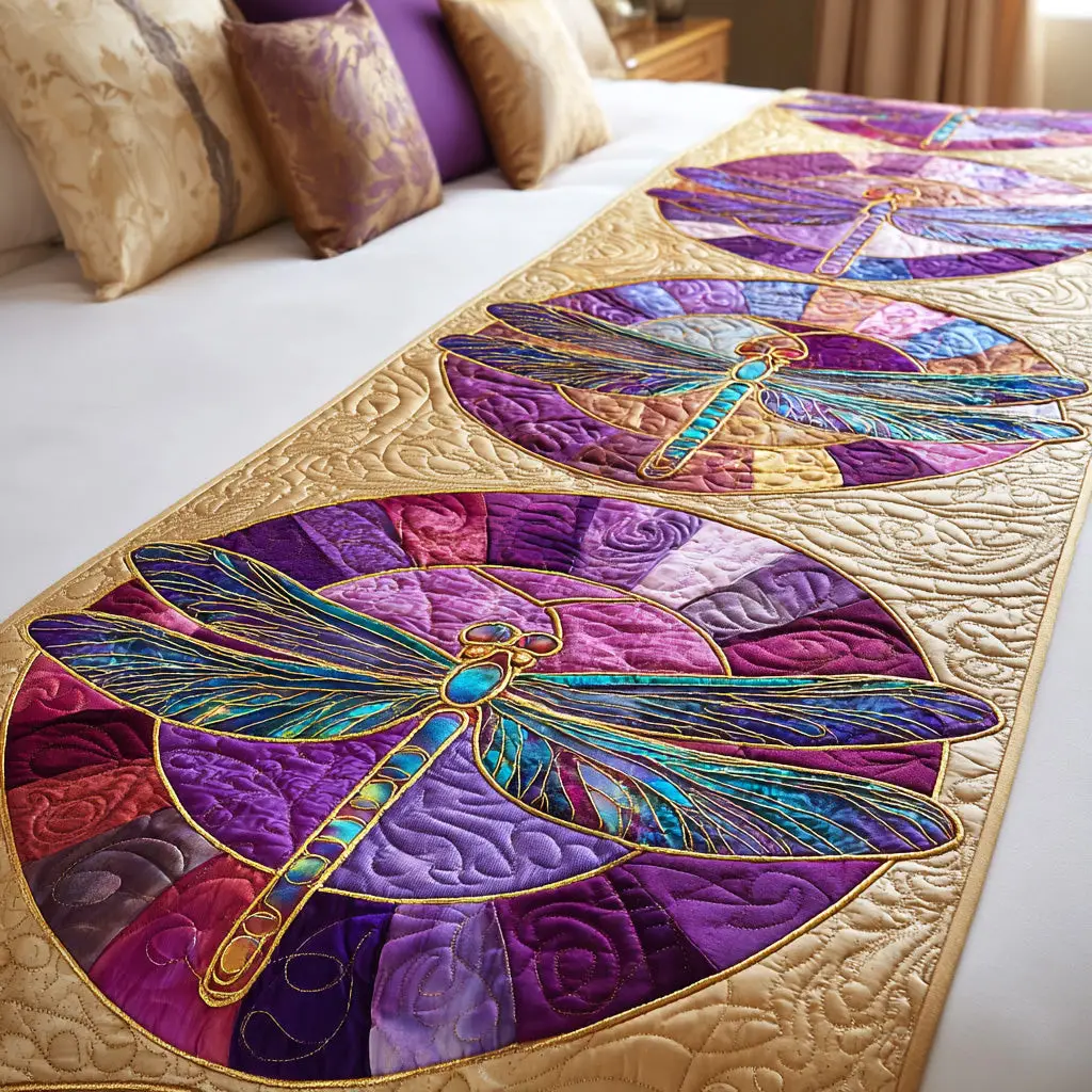 Spring Wing Dreams Quilted Bed Runner Spring Wing Dreams Floral-Nature Gift