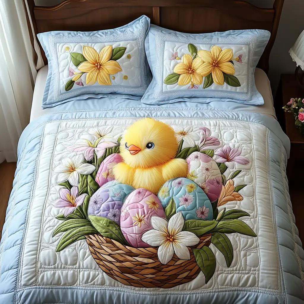 Springtime Blessings Quilted Bedding Set Holiday Duvet Cover Best Gifts For Chicken Lovers