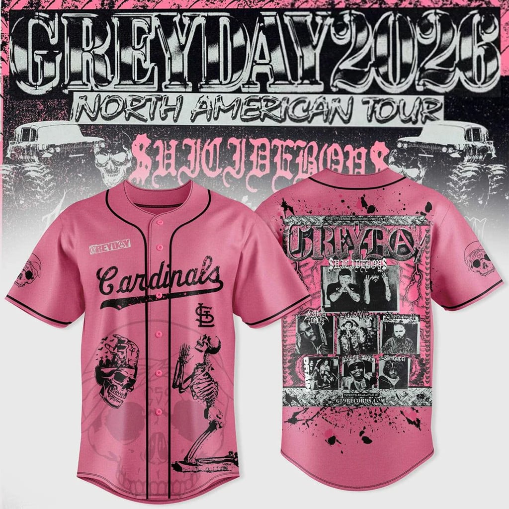 St Louis Cardinals X SuicideboyS Greyday 2026 North American Tour Baseball Jersey Fan Merch
