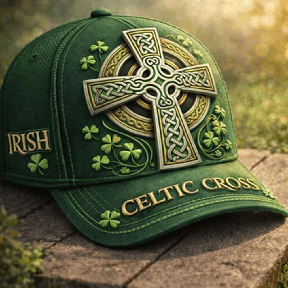 St Paddys Day Celtic Cross Hat Irish St Patrick's Day Cap Holiday Gift Ideas St Paddys Day Celtic Cross Hat Irish St Patrick's Day Cap Holiday Gift Ideas - Image 1