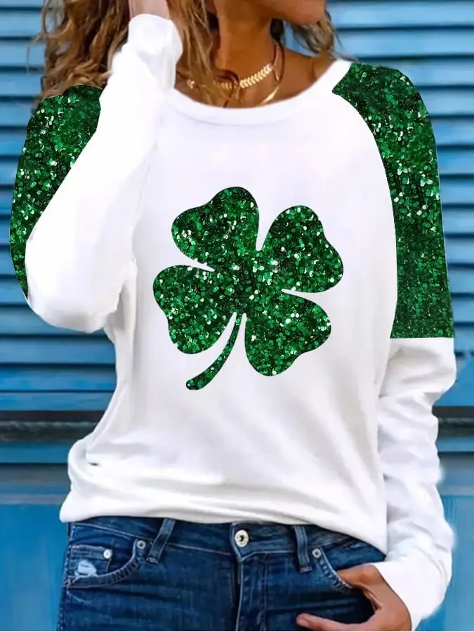 St Patrick’s Day Irish Clover Sweatshirt Cute St Patricks Day Outfits For Women