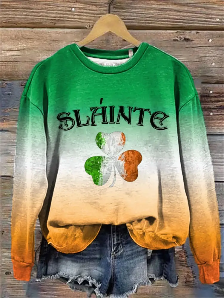 St Patrick’s Day Slainte Sweatshirt Women's Shamrock Irish Pride Apparel St Patrick Gifts