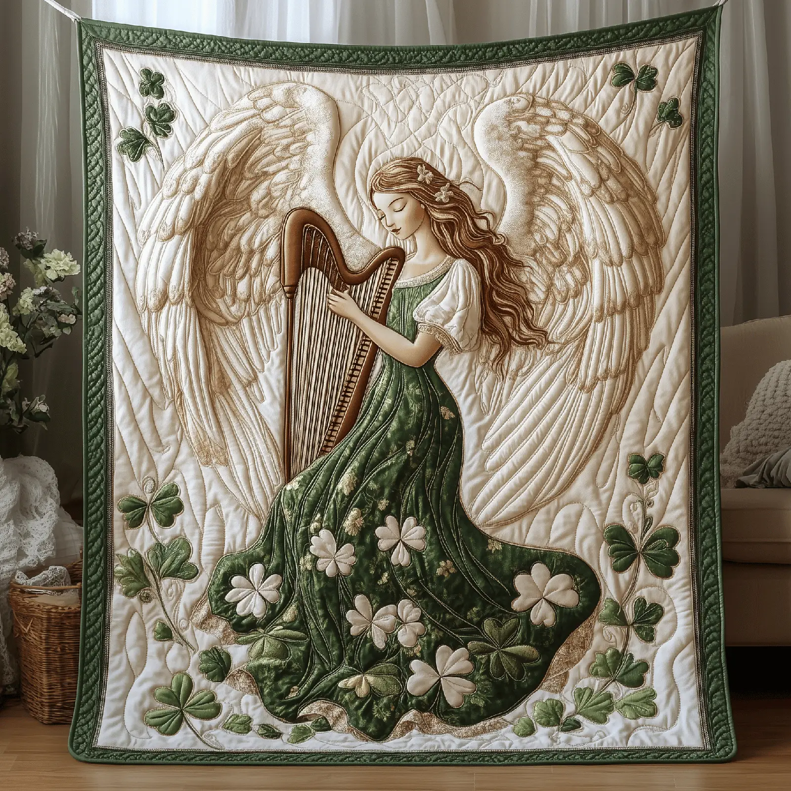 St Patrick Day Angel Quilted Blanket Best Throws For Sofas Irish Birthday Gifts