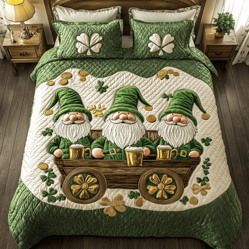 St Patrick Gnome Duvet Cover Set Quilt Bedding Set Bedspread Thoughtful Mother's Day Gifts St Patrick Gnome Duvet Cover Set Quilt Bedding Set Bedspread Thoughtful Mother's Day Gifts - Image 1