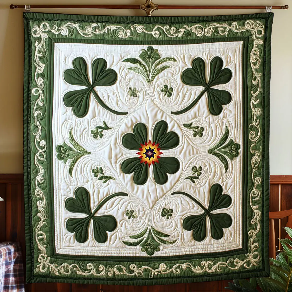 St Patrick Shamrock Quilt Blanket Cute Soft Blanket Father's Day Gifts For Husband
