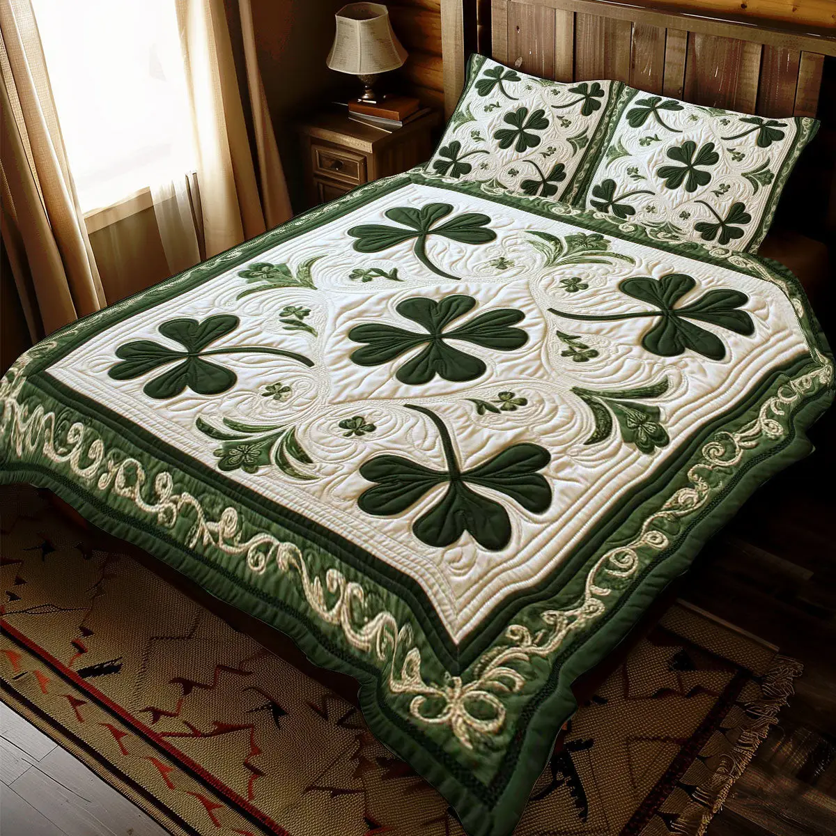 St Patrick Shamrock Quilted Bedding Set Bedroom Design St Patrick Gifts For Lovers